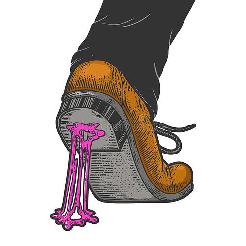 chicle-de-mascar-atascado-en-el-vector-esbozo-zapatos-pegado-dibujo-grabando-ilustración-vectorial-diseño-la-estampilla-164893572